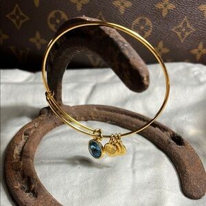 Alex and Ani Gold Bracelet with Blue Charm